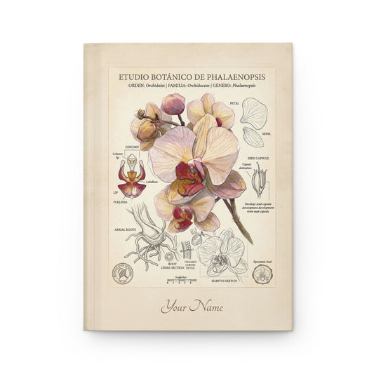 Personalized Botanical Orchid Hardcover Journal – Custom Name Floral Notebook - LucyKay store