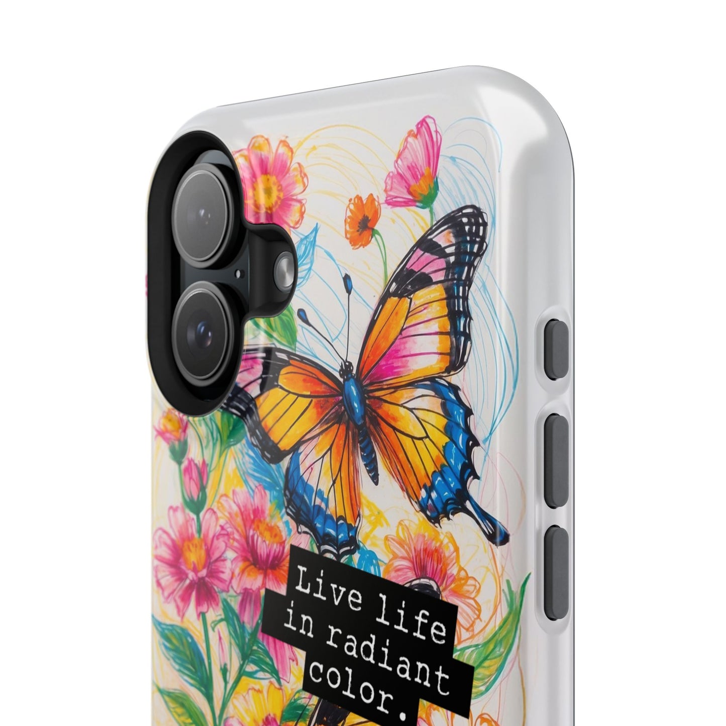 iPhone Cases - Colorful Butterfly and Flower Sketch - Impact - Resistant Cases - LucyKay store