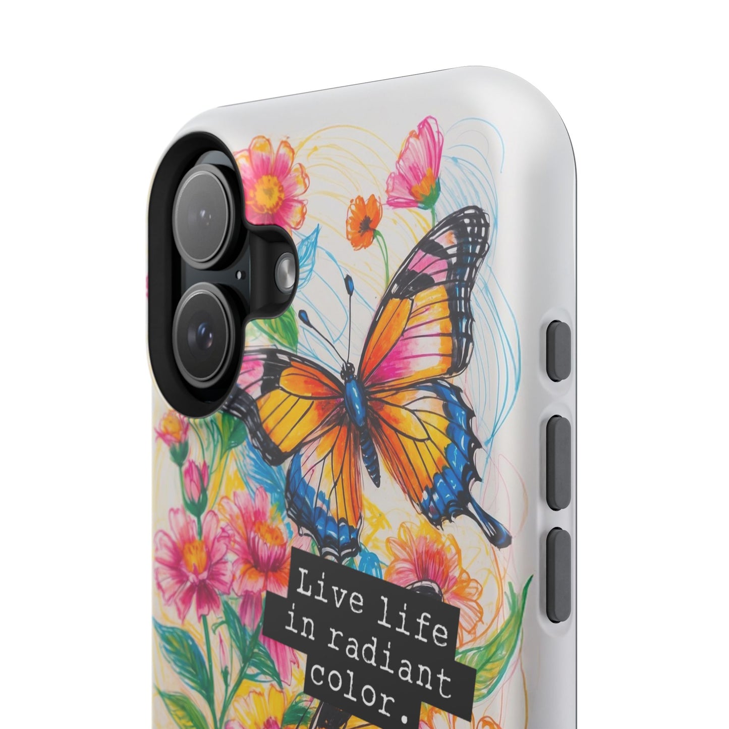 iPhone Cases - Colorful Butterfly and Flower Sketch - Impact - Resistant Cases - LucyKay store