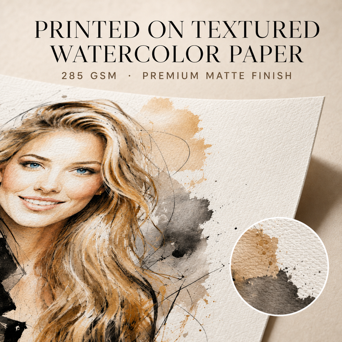 Custom Watercolor Fashion Portrait from Photo, Personalized Physical Poster with Digital Coloring Page, Unique Gift for Her