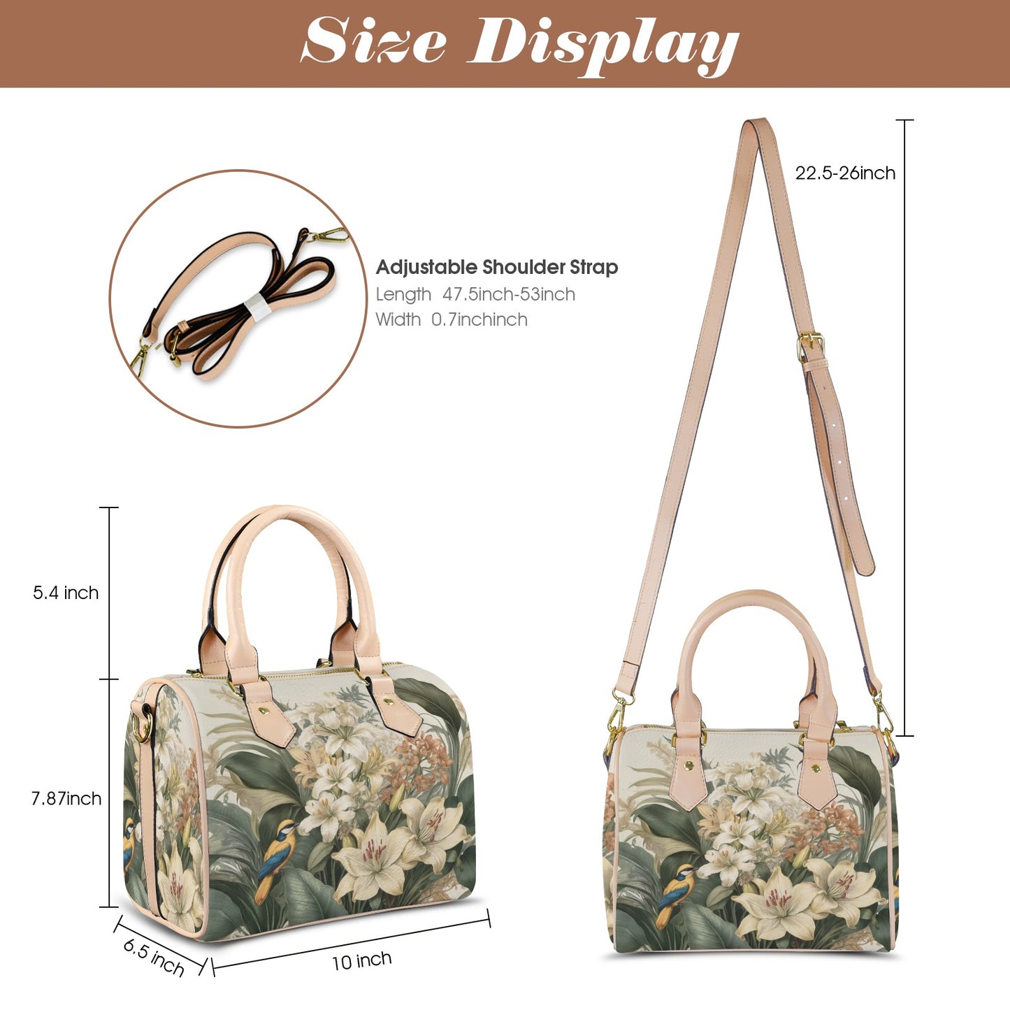 Tropical Floral Bird Print PU Leather Handbag - LucyKay store