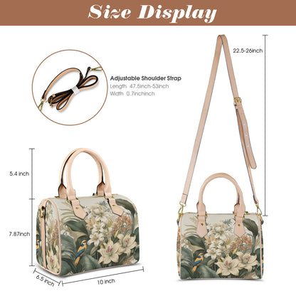 Tropical Floral Bird Print PU Leather Handbag - LucyKay store