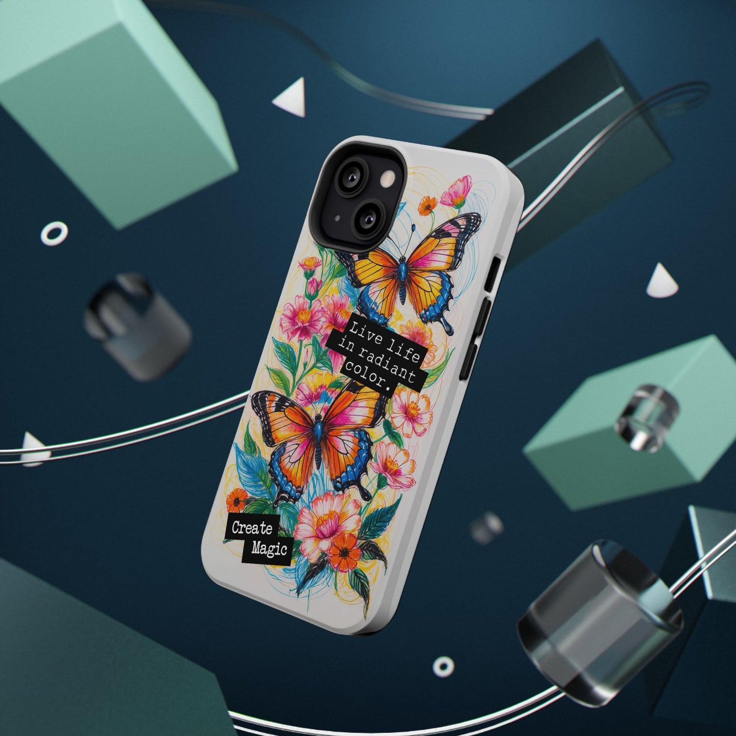 iPhone Cases - Colorful Butterfly and Flower Sketch - Impact - Resistant Cases - LucyKay store