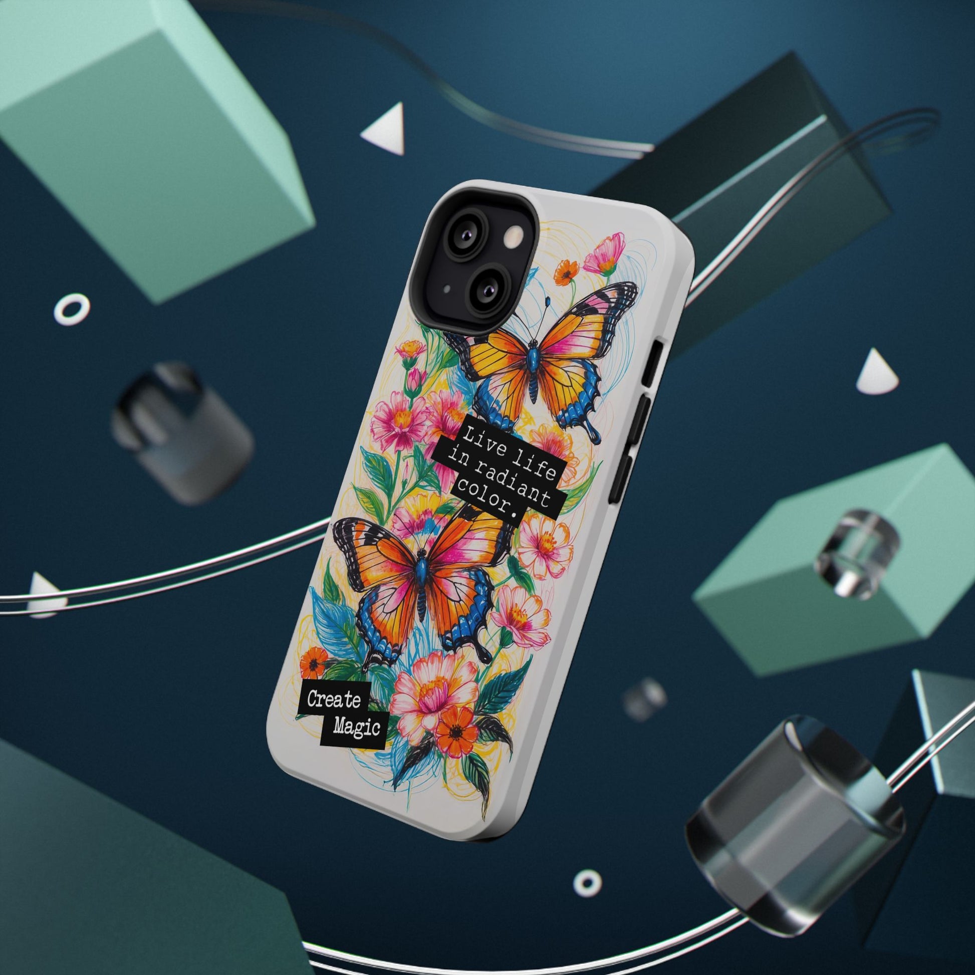 iPhone Cases - Colorful Butterfly and Flower Sketch - Impact - Resistant Cases - LucyKay store