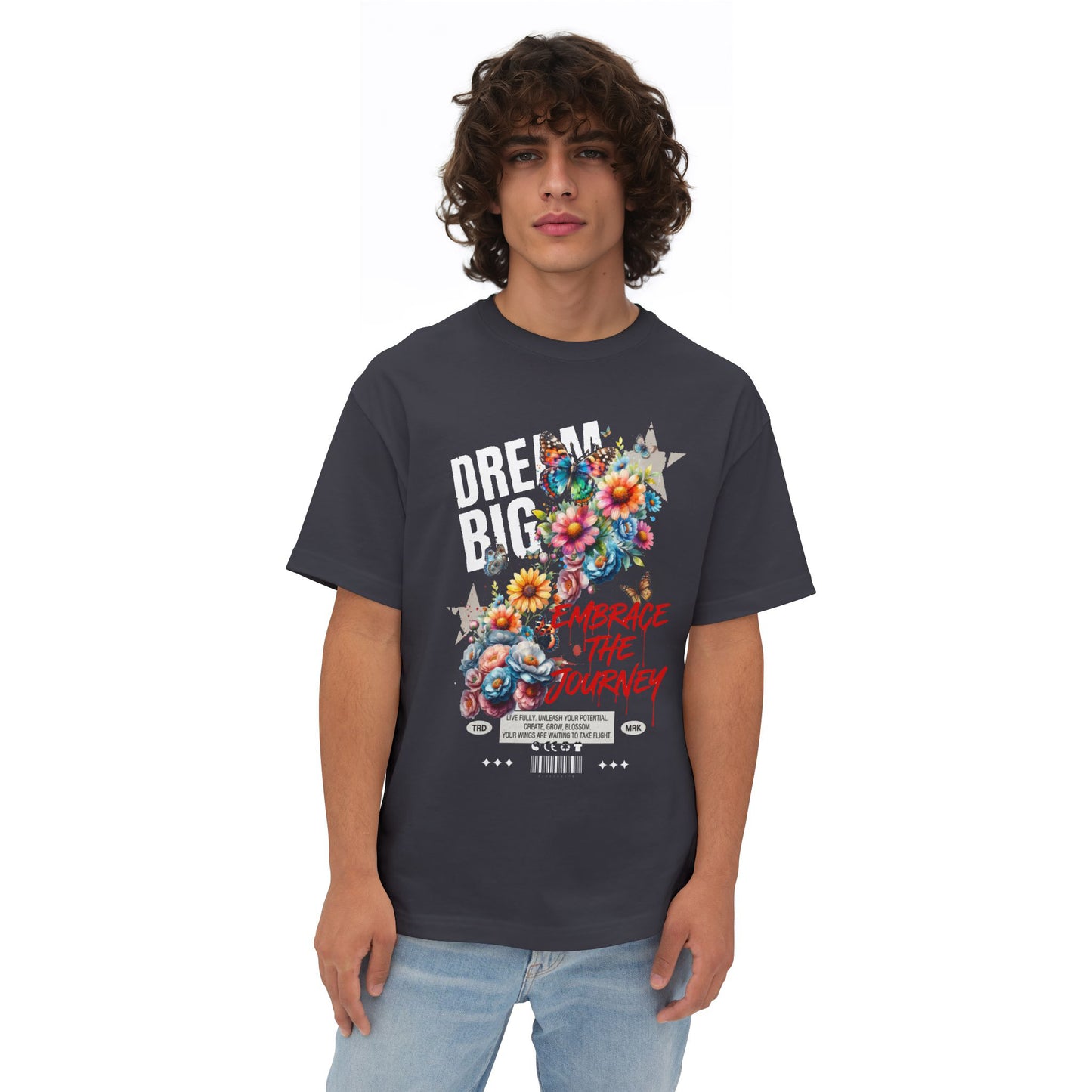 Dream Big Floral Graphic Tee – Oversized Boxy Fit - LucyKay store