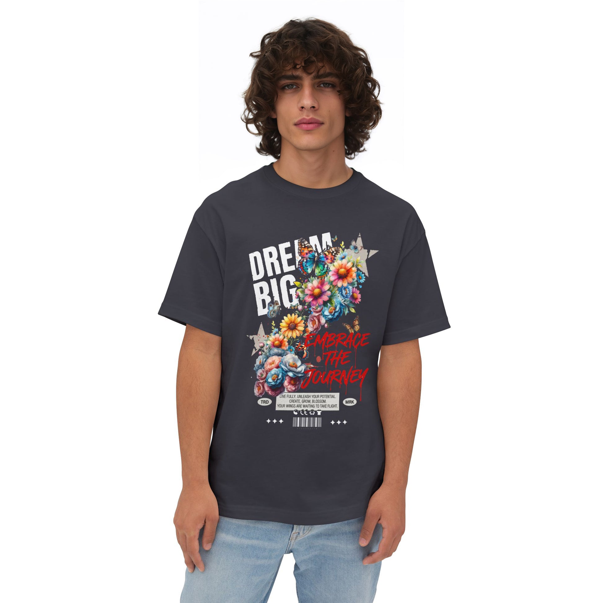 Dream Big Floral Graphic Tee – Oversized Boxy Fit - LucyKay store