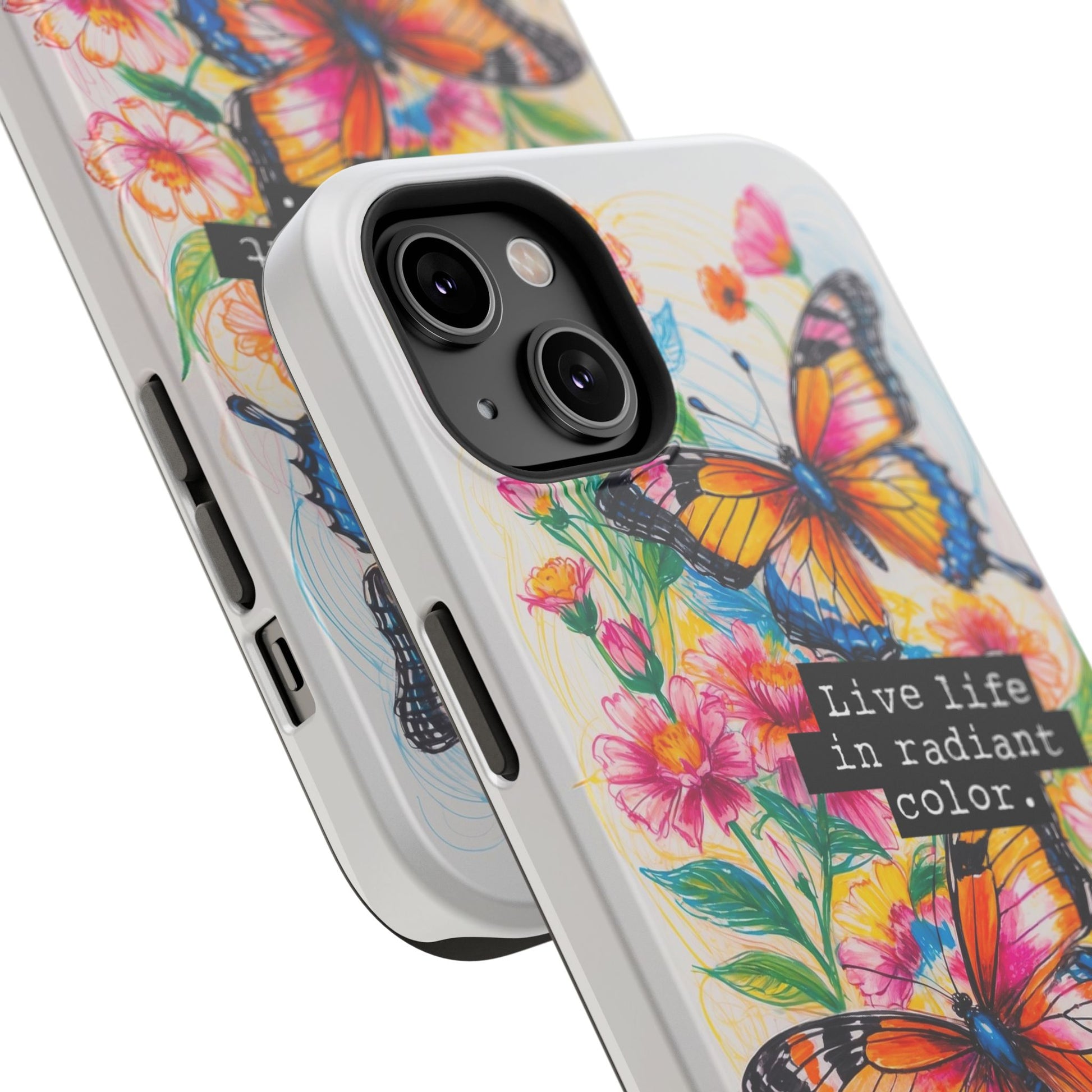 iPhone Cases - Colorful Butterfly and Flower Sketch - Impact - Resistant Cases - LucyKay store