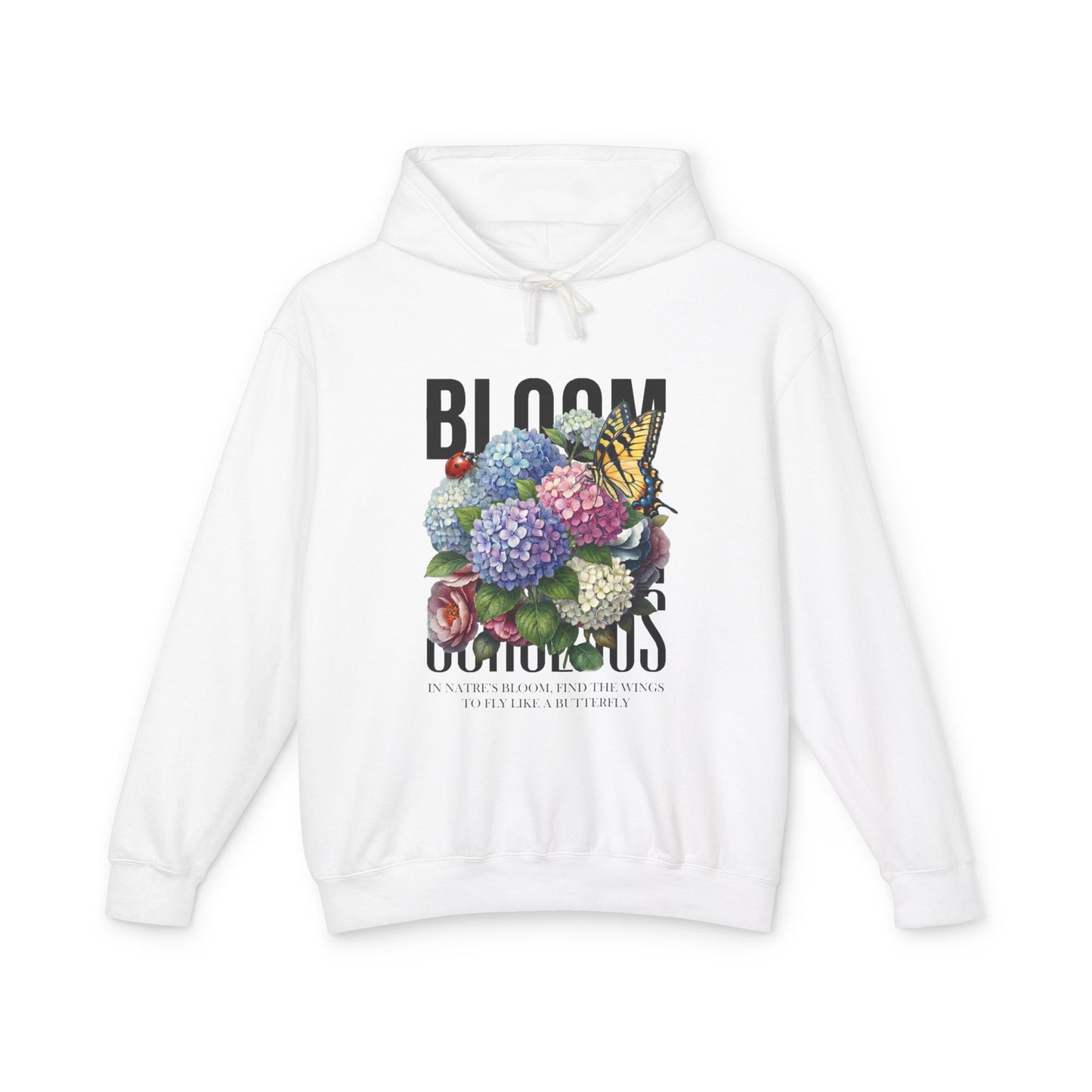 Floral Hoodie Women - Hydrangea Butterfly Lightweight Pullover - LucyKay store