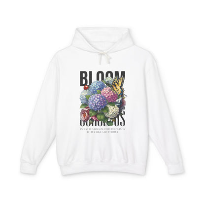 Floral Hoodie Women - Hydrangea Butterfly Lightweight Pullover - LucyKay store