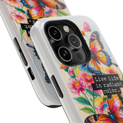 iPhone Cases - Colorful Butterfly and Flower Sketch - Impact - Resistant Cases - LucyKay store