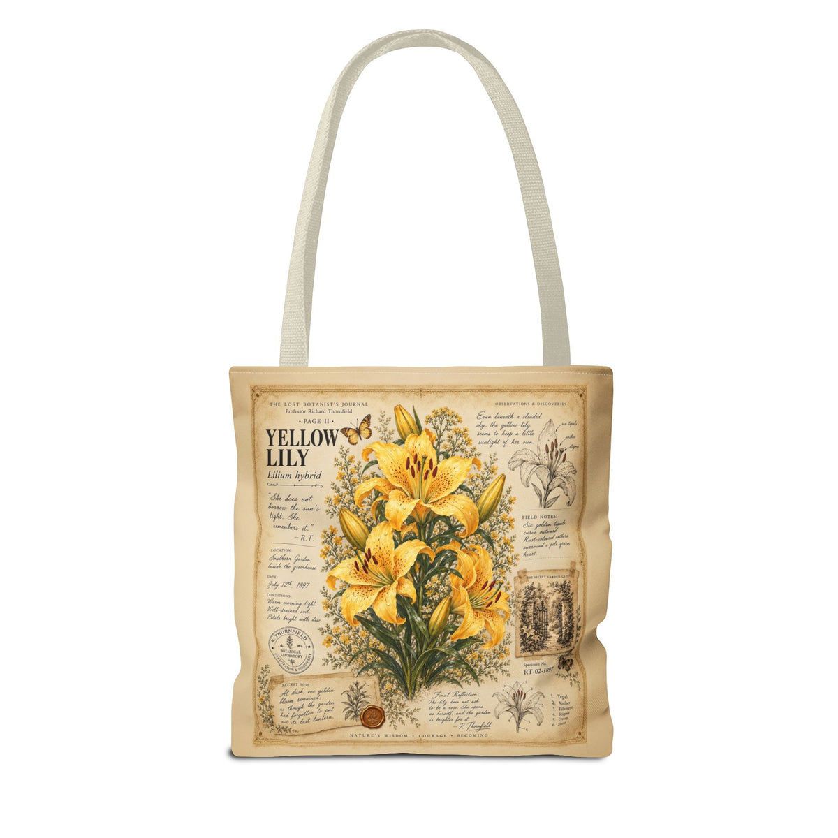 Yellow Lily Botanical Vintage Tote Bag