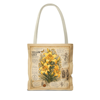 Yellow Lily Botanical Vintage Tote Bag