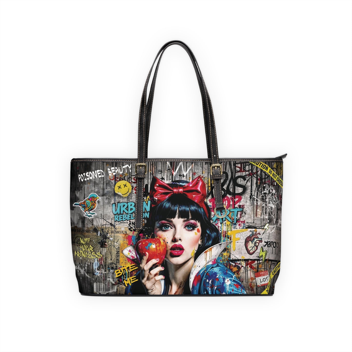 Pop Art Snow White Shoulder Bag | Urban Graffiti PU Leather - LucyKay store