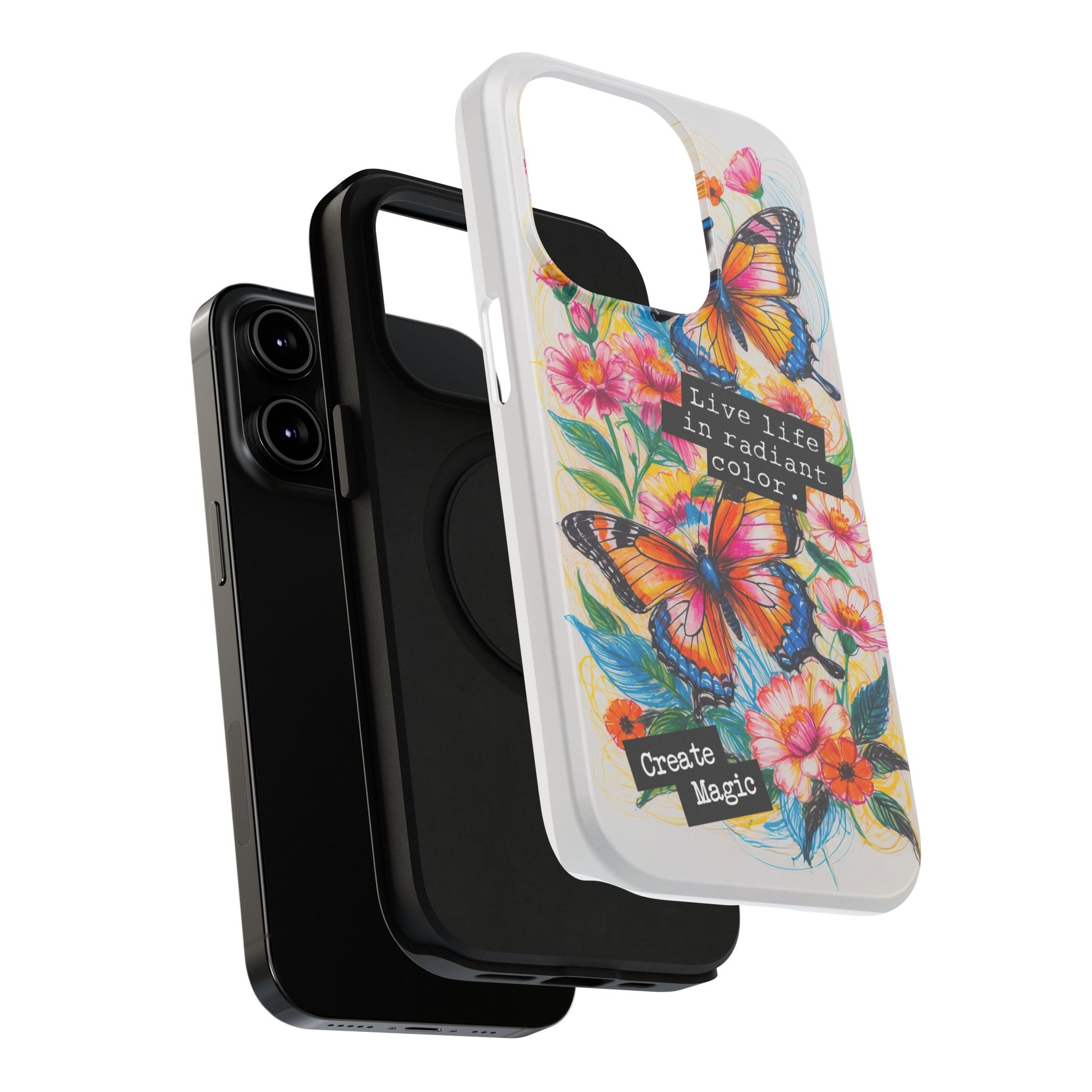 iPhone Cases - Colorful Butterfly and Flower Sketch - Impact - Resistant Cases - LucyKay store