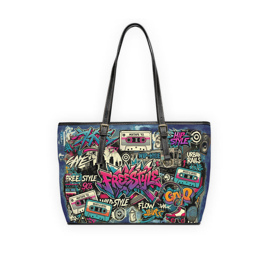 Retro Cassette Shoulder Bag – 90s Graffiti Vegan Leather - LucyKay store