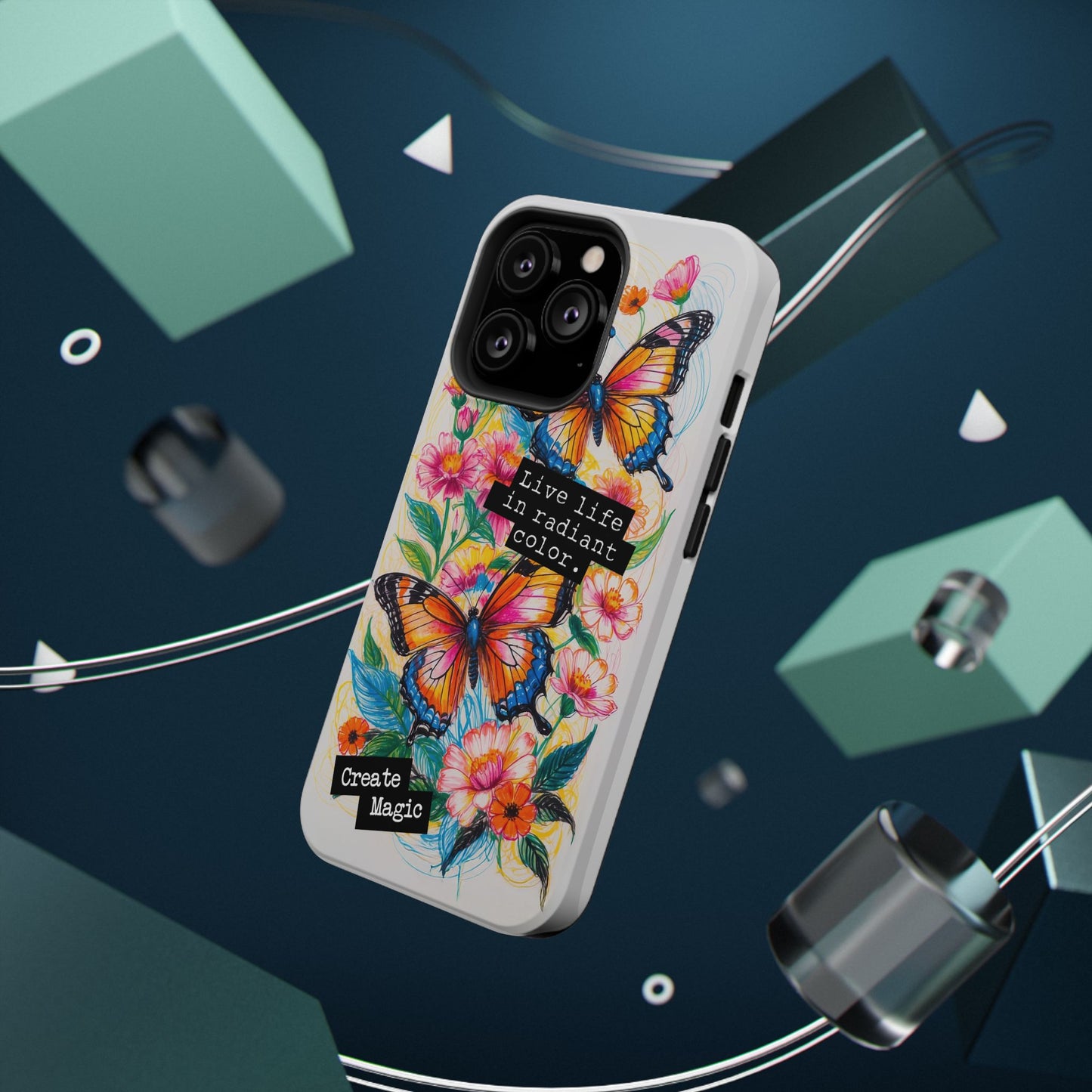 iPhone Cases - Colorful Butterfly and Flower Sketch - Impact - Resistant Cases - LucyKay store