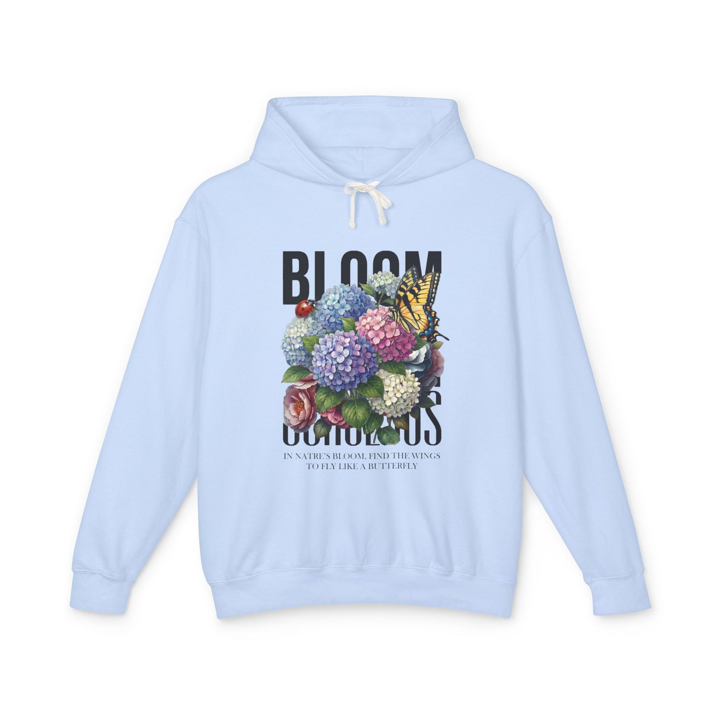 Floral Hoodie Women - Hydrangea Butterfly Lightweight Pullover - LucyKay store