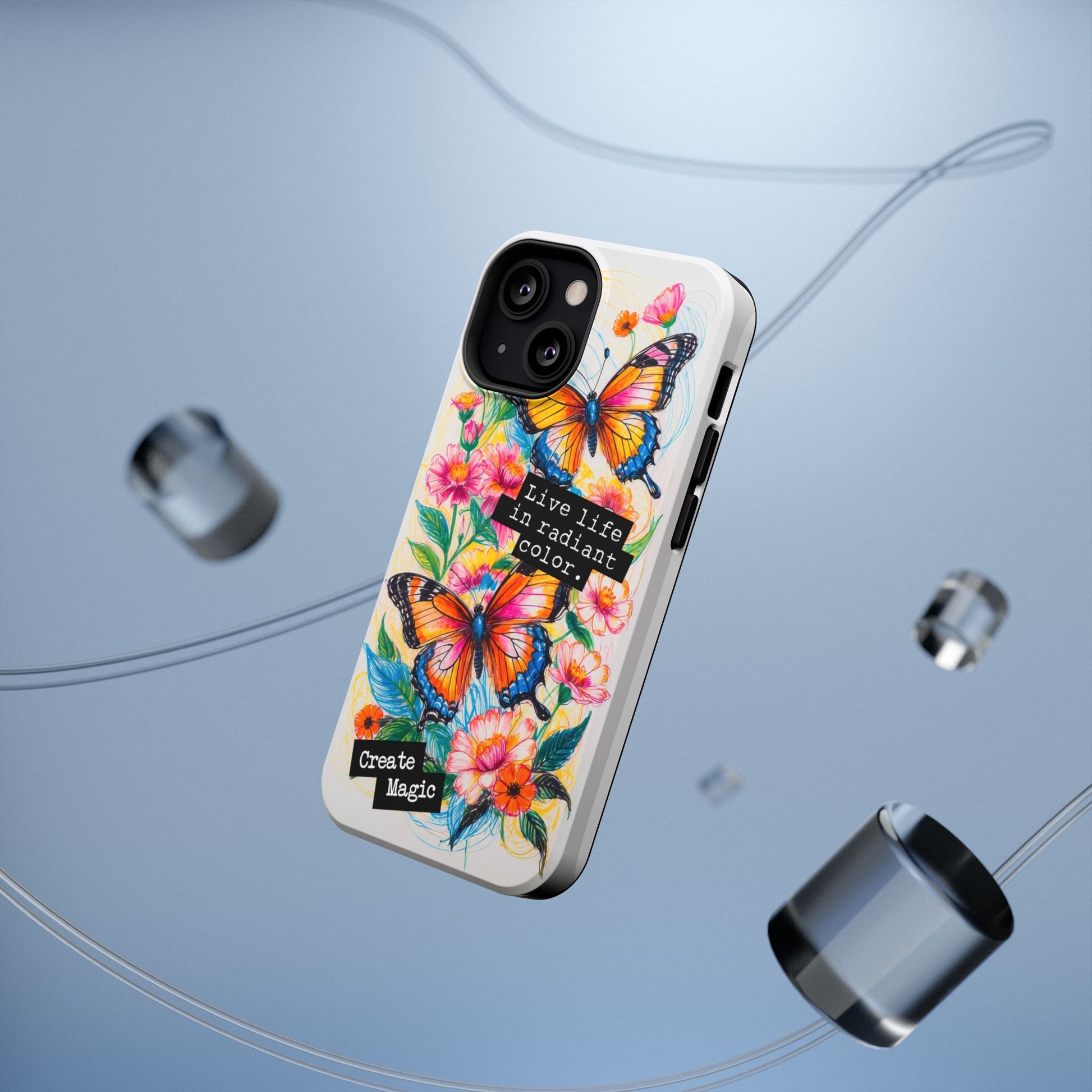 iPhone Cases - Colorful Butterfly and Flower Sketch - Impact - Resistant Cases - LucyKay store