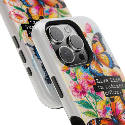 iPhone Cases - Colorful Butterfly and Flower Sketch - Impact - Resistant Cases - LucyKay store