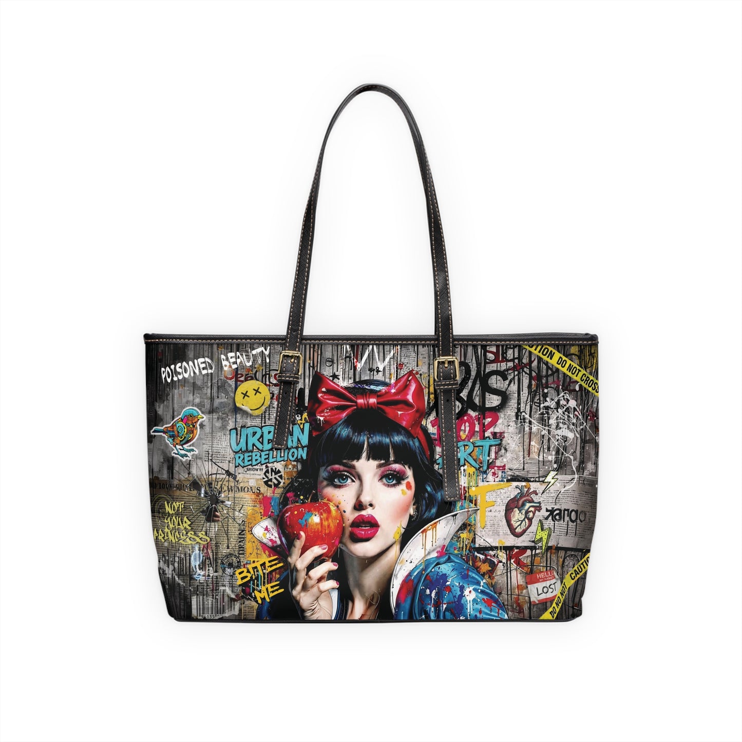 Pop Art Snow White Shoulder Bag | Urban Graffiti PU Leather - LucyKay store