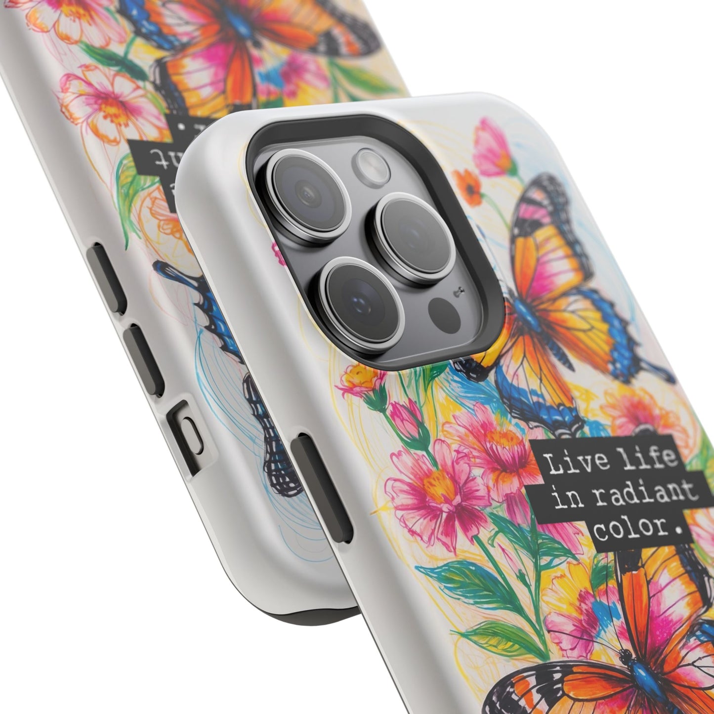 iPhone Cases - Colorful Butterfly and Flower Sketch - Impact - Resistant Cases - LucyKay store