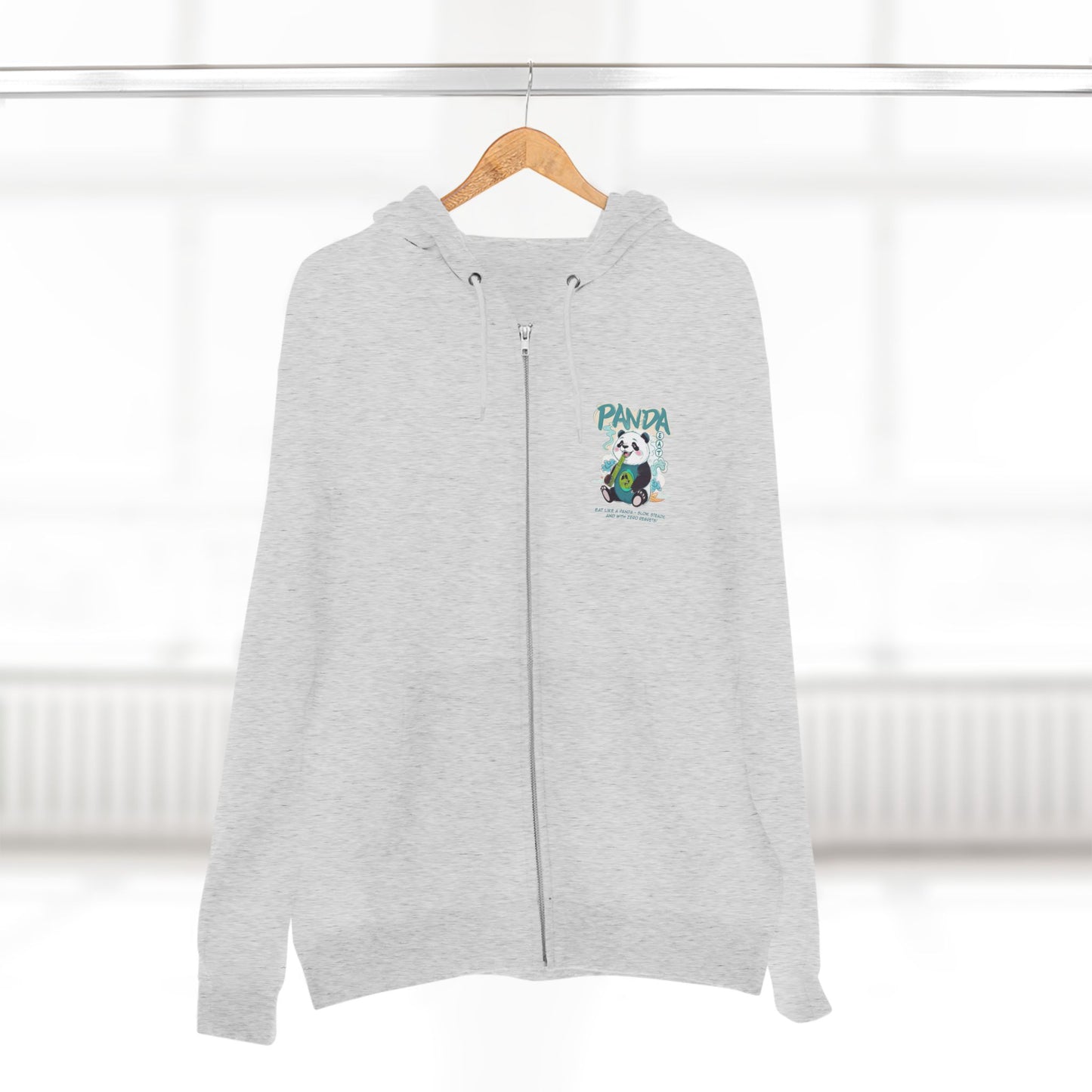 Panda Zip - Up Hoodie | Cute Bamboo Graphic White Sweatshirt - LucyKay store