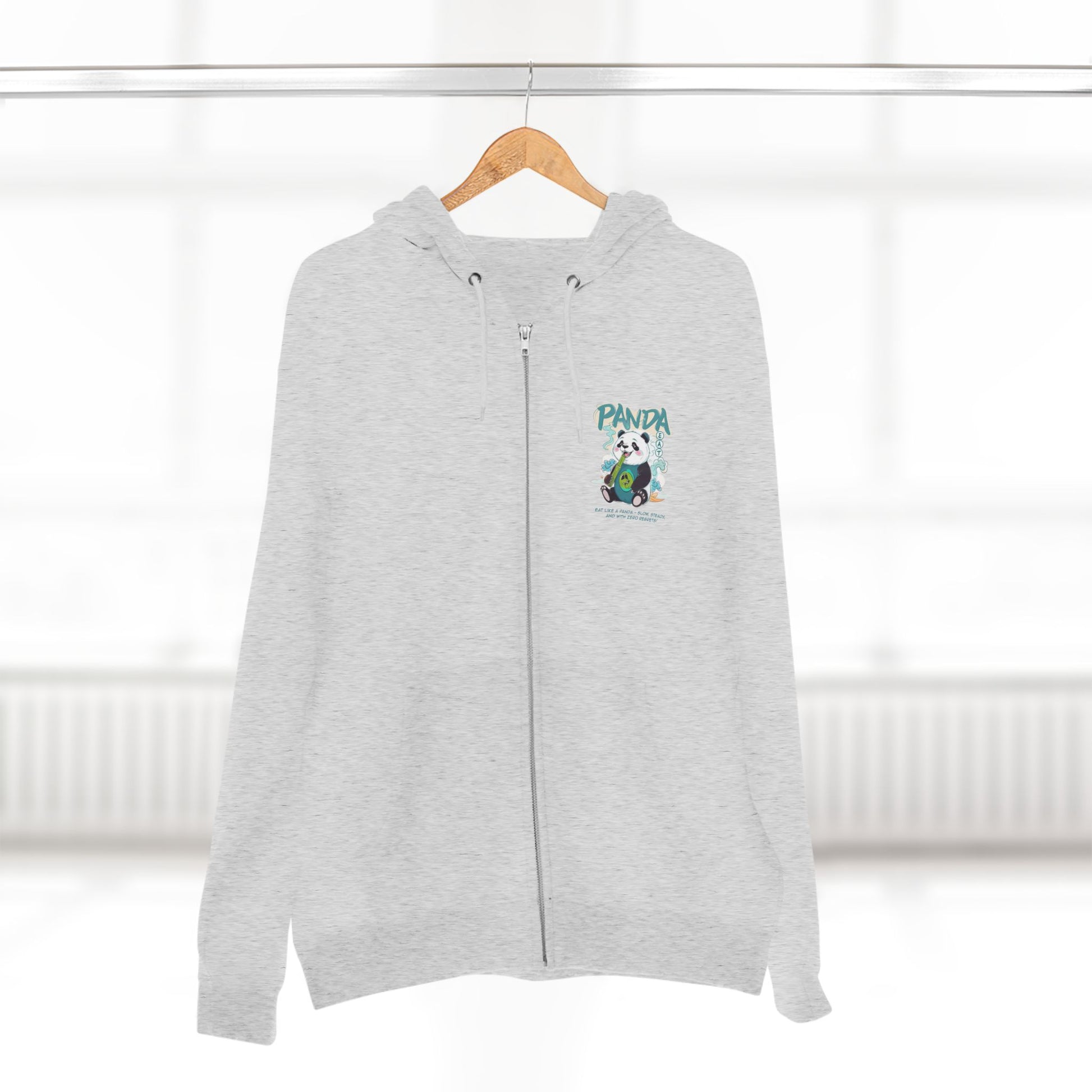 Panda Zip - Up Hoodie | Cute Bamboo Graphic White Sweatshirt - LucyKay store