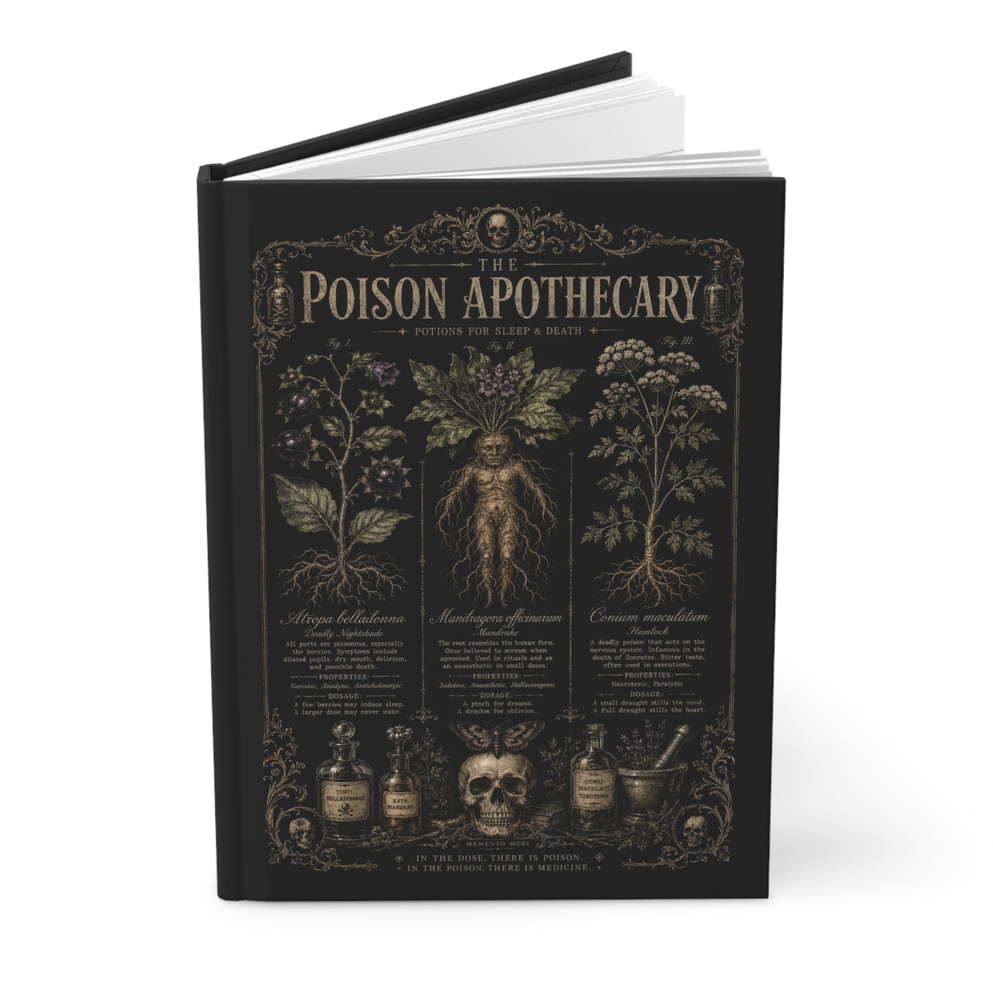 Dark Academia Vintage Botanical Journal – Witchcraft Gift for Her