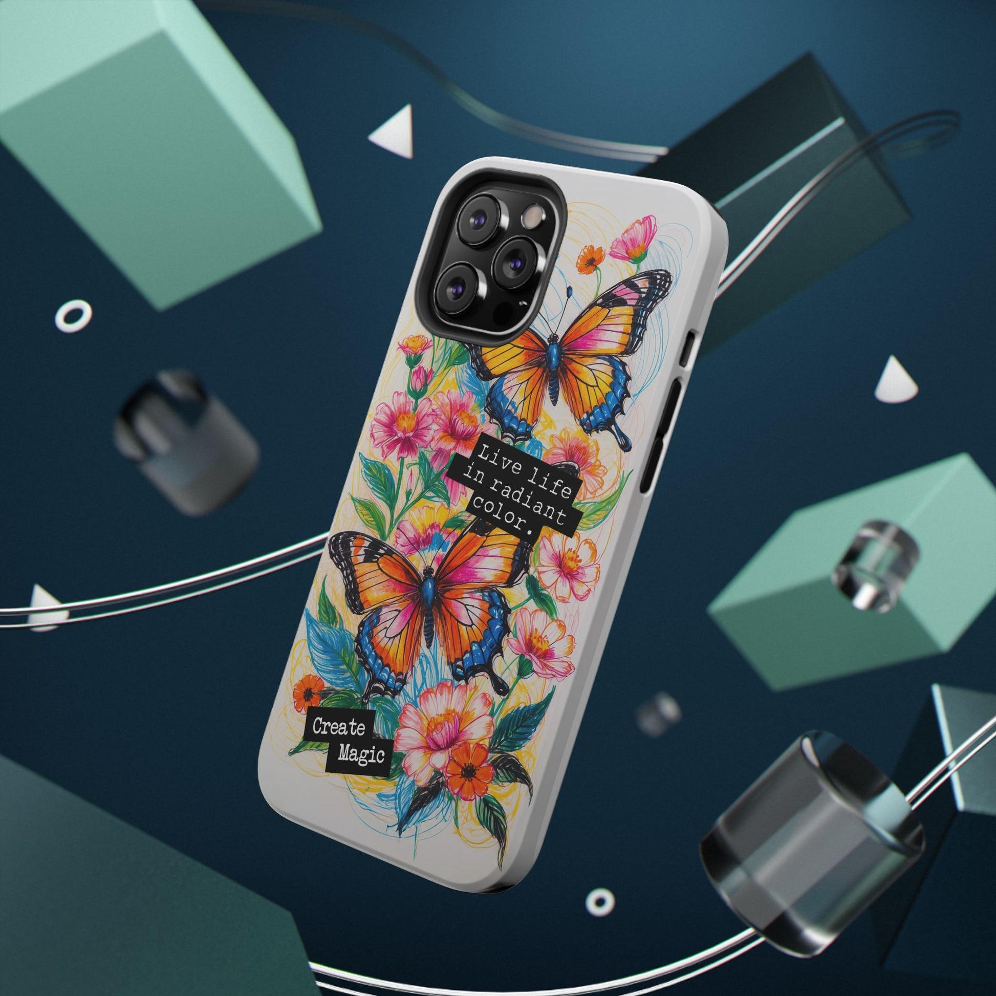 iPhone Cases - Colorful Butterfly and Flower Sketch - Impact - Resistant Cases - LucyKay store
