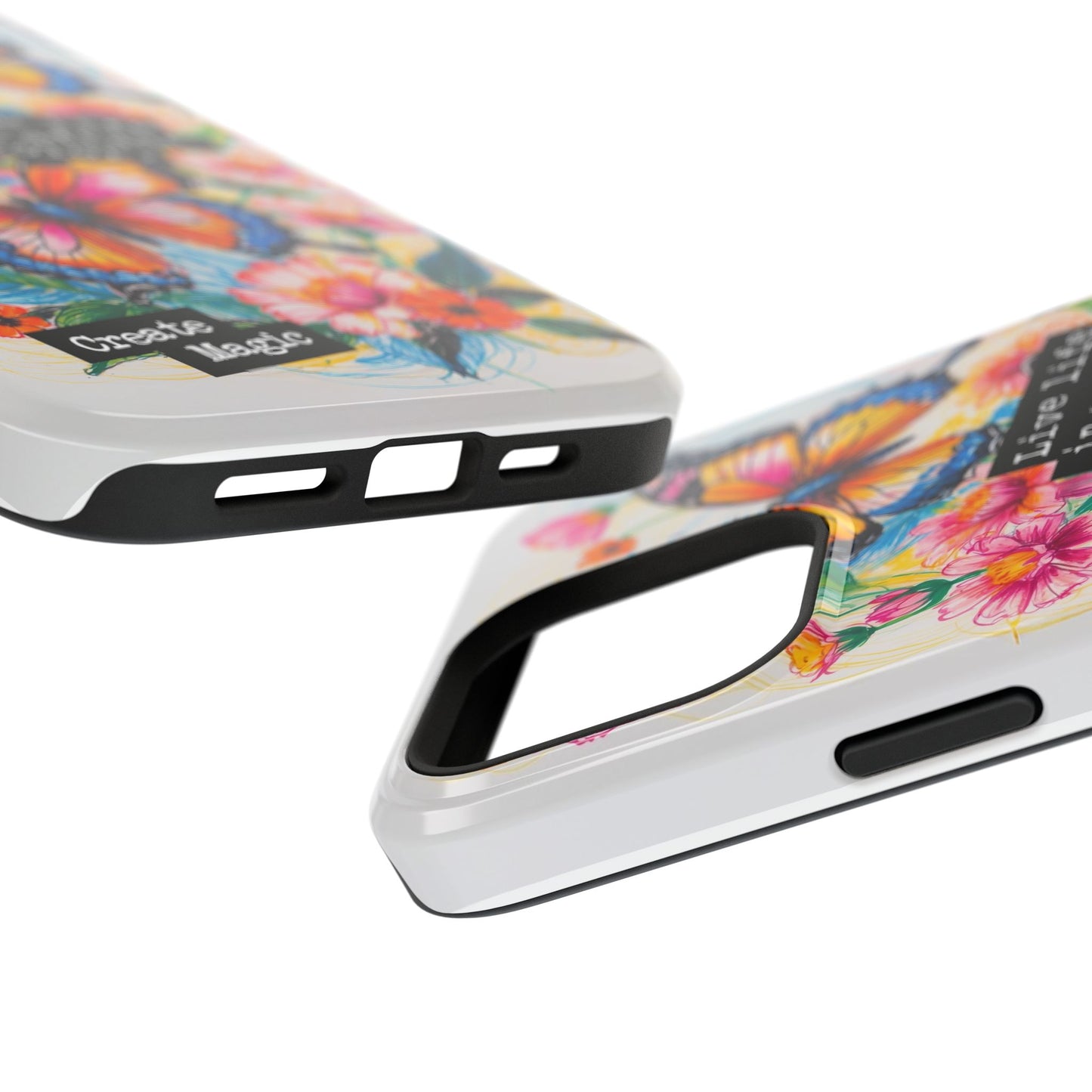 iPhone Cases - Colorful Butterfly and Flower Sketch - Impact - Resistant Cases - LucyKay store