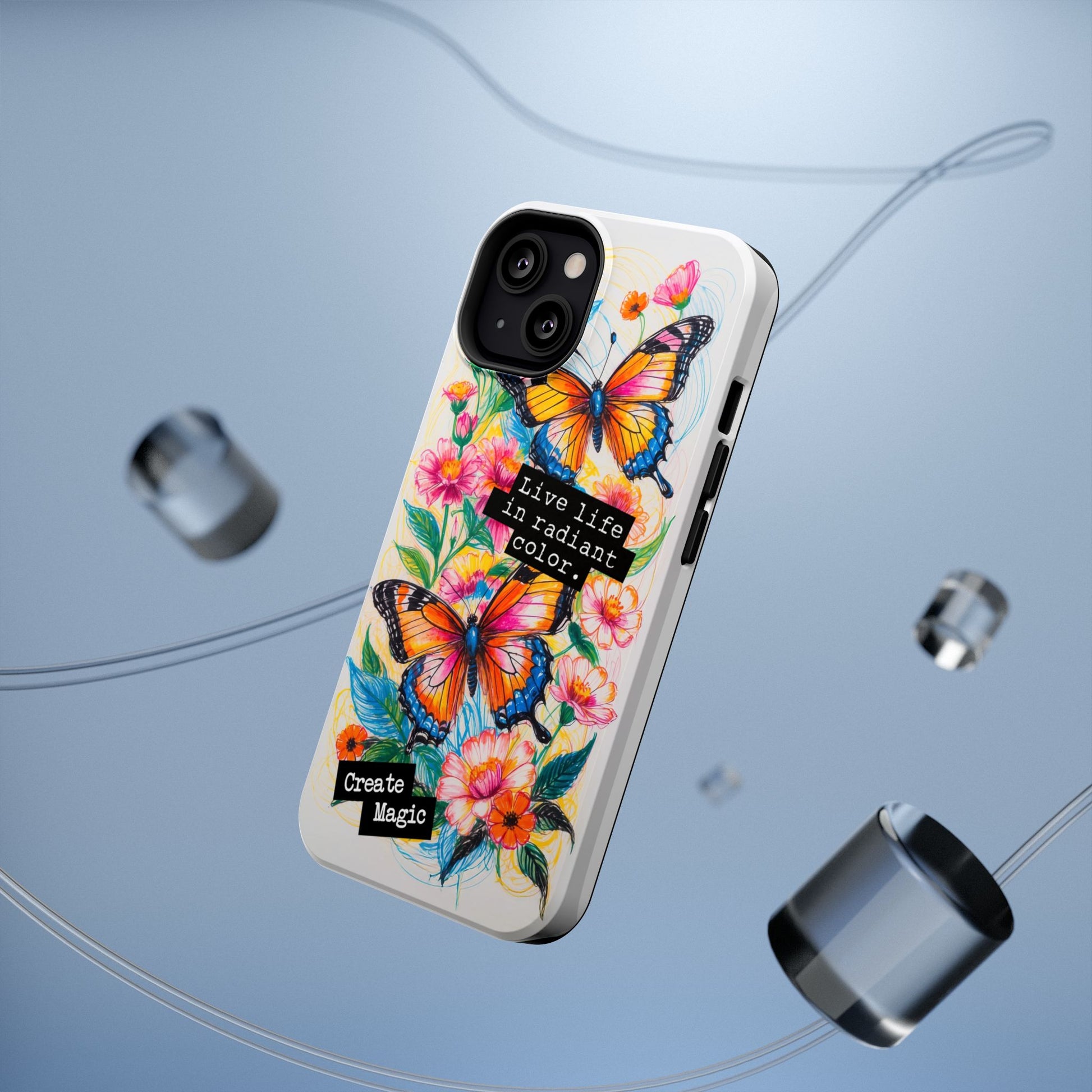 iPhone Cases - Colorful Butterfly and Flower Sketch - Impact - Resistant Cases - LucyKay store