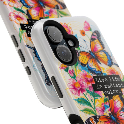 iPhone Cases - Colorful Butterfly and Flower Sketch - Impact - Resistant Cases - LucyKay store