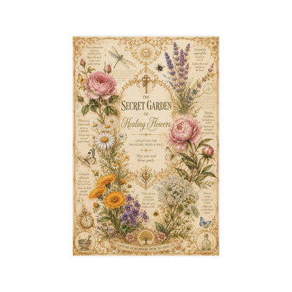 Decorative book cover with floral design and text on a white background