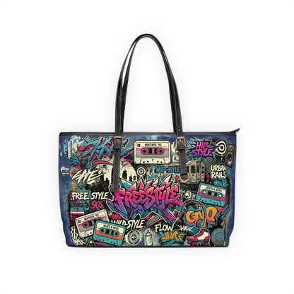 Retro Cassette Shoulder Bag – 90s Graffiti Vegan Leather - LucyKay store
