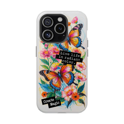 iPhone Cases - Colorful Butterfly and Flower Sketch - Impact - Resistant Cases - LucyKay store