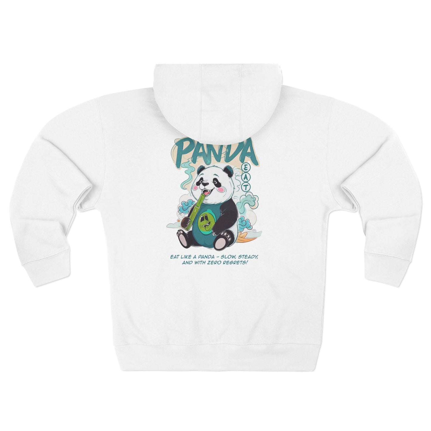 Panda Zip - Up Hoodie | Cute Bamboo Graphic White Sweatshirt - LucyKay store