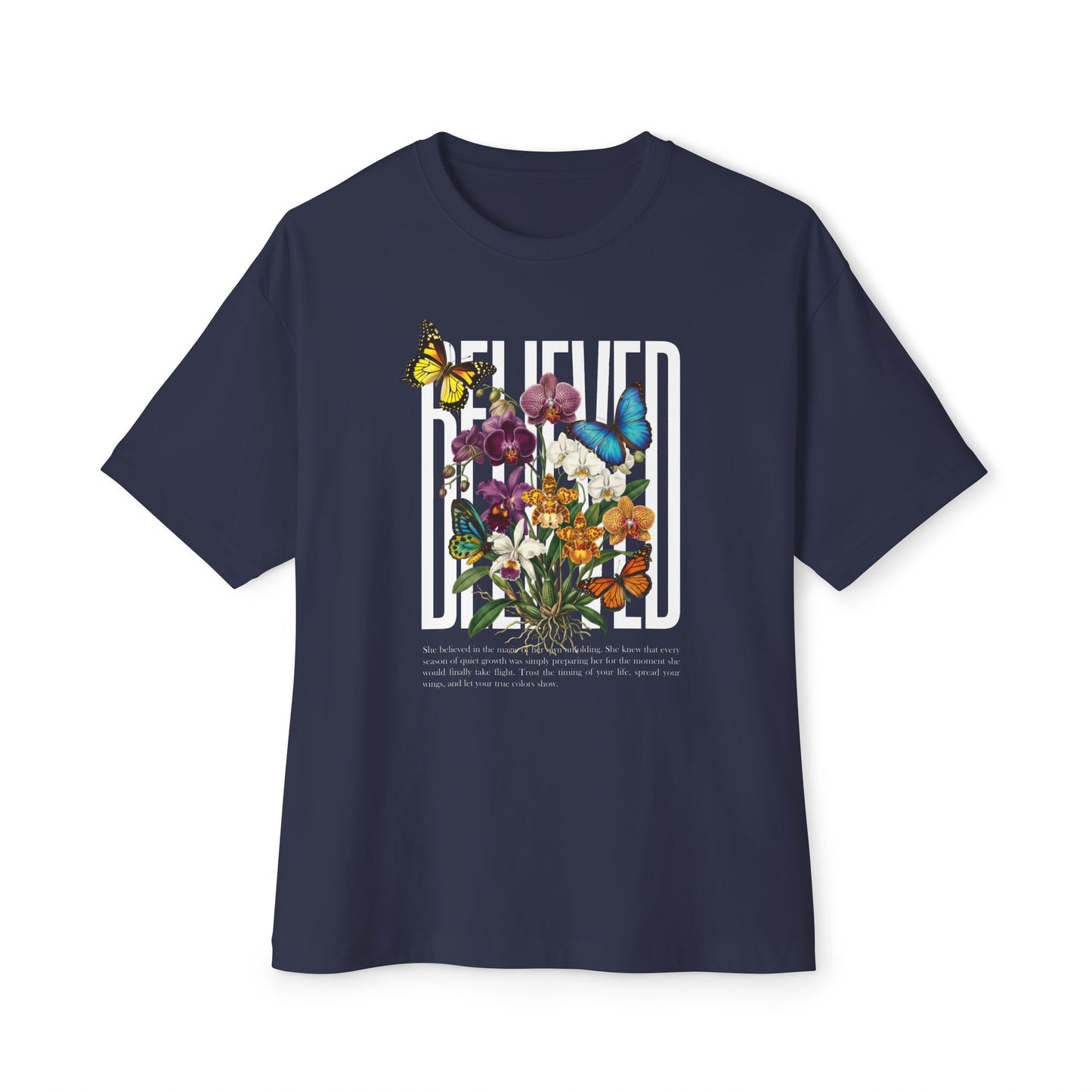 Botanical Butterflies Oversized Tee - Floral Graphic T-Shirt - LucyKay store
