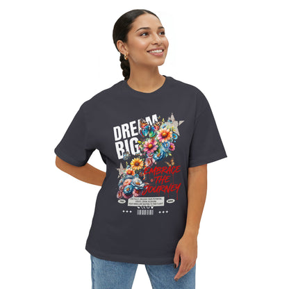 Dream Big Floral Graphic Tee – Oversized Boxy Fit - LucyKay store