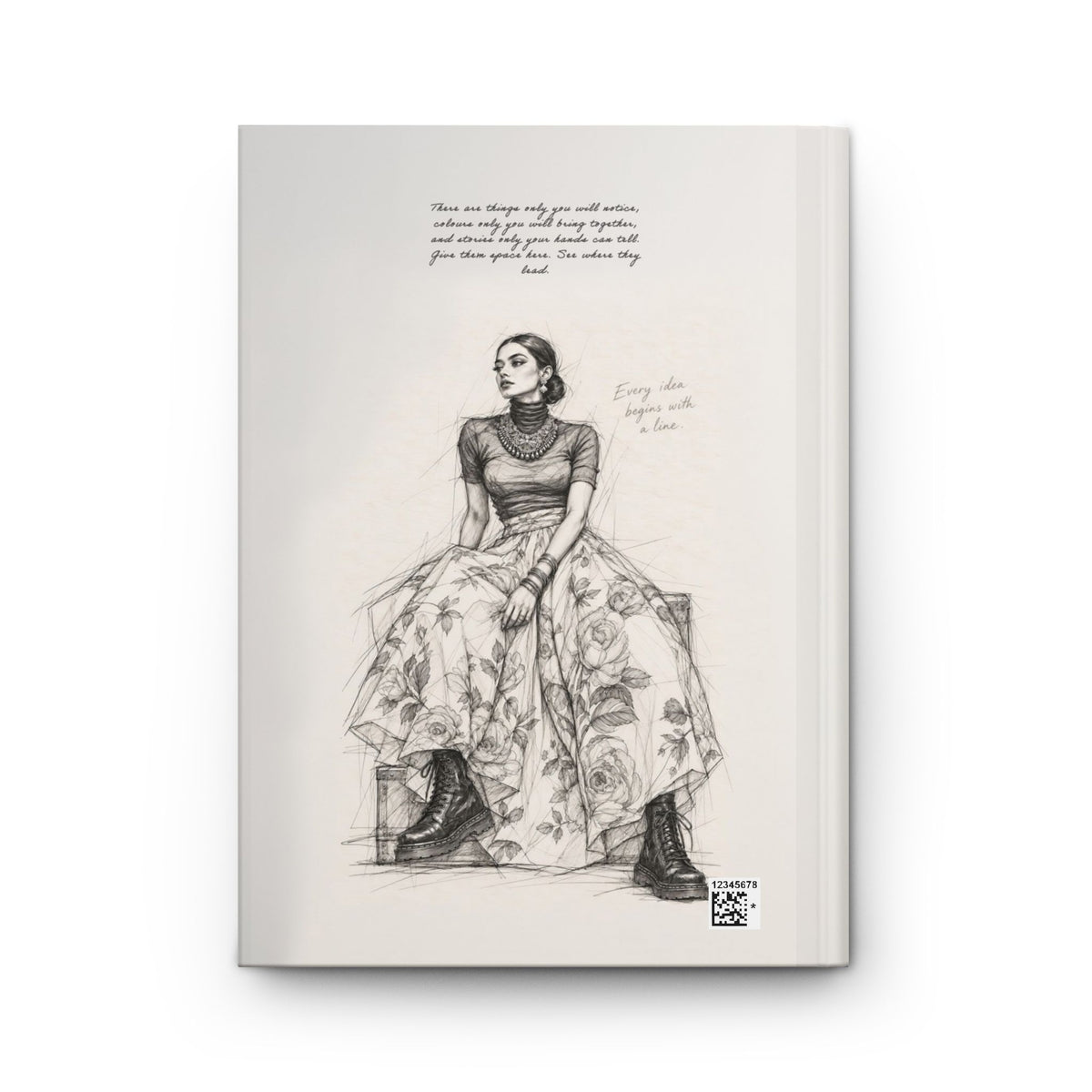 Hardcover Journal — "Where My Ideas Bloom" Floral Fashion Sketch Notebook