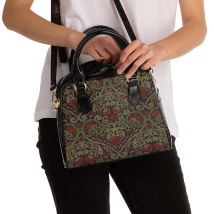 Vintage Damask Handbag – Olive & Rust Tapestry Shoulder Bag - LucyKay store