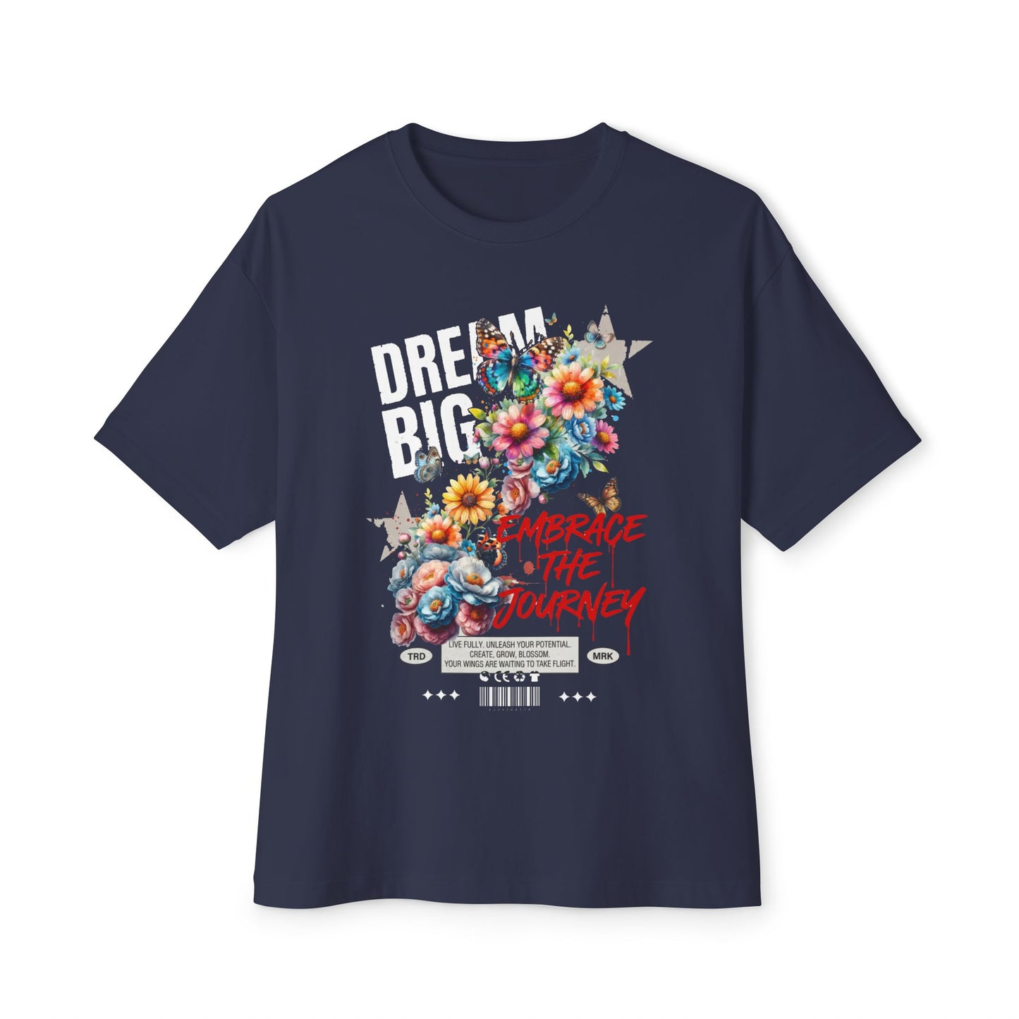 Dream Big Floral Graphic Tee – Oversized Boxy Fit - LucyKay store