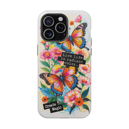 iPhone Cases - Colorful Butterfly and Flower Sketch - Impact - Resistant Cases - LucyKay store