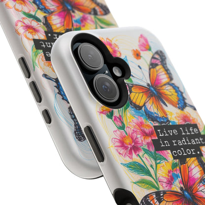 iPhone Cases - Colorful Butterfly and Flower Sketch - Impact - Resistant Cases - LucyKay store