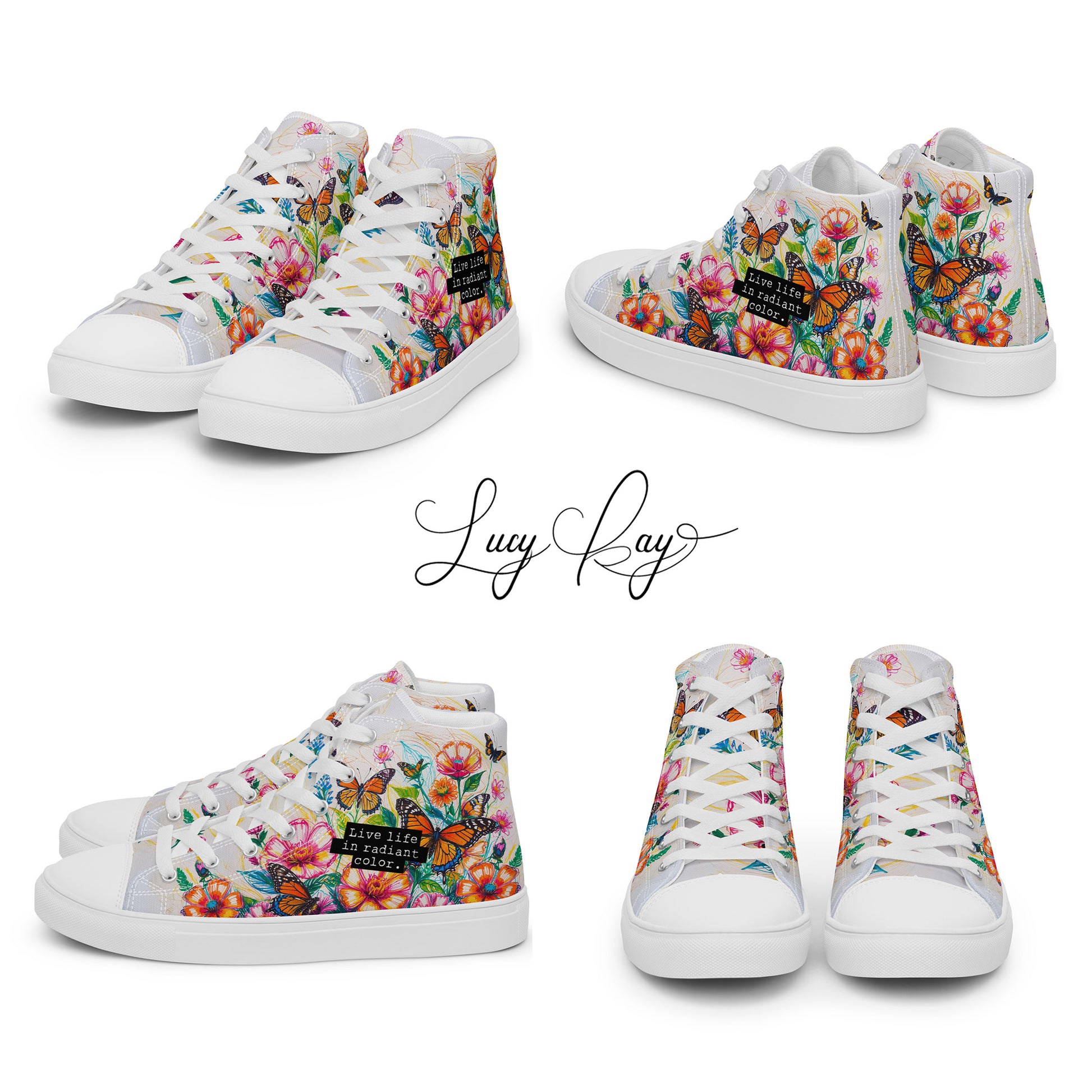Men's Floral & Butterfly High - Top Canvas Shoes - LucyKay store