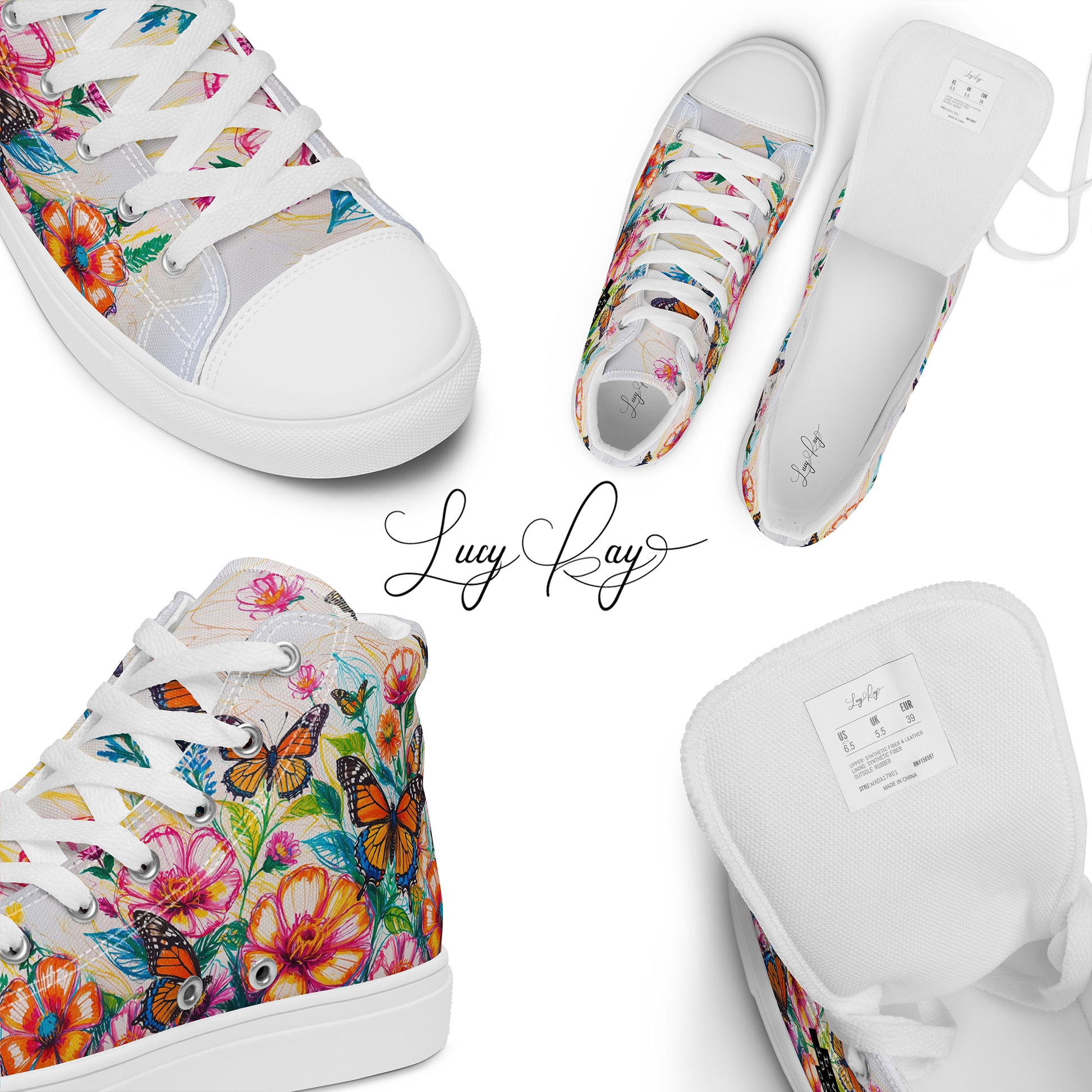 Men's Floral & Butterfly High - Top Canvas Shoes - LucyKay store