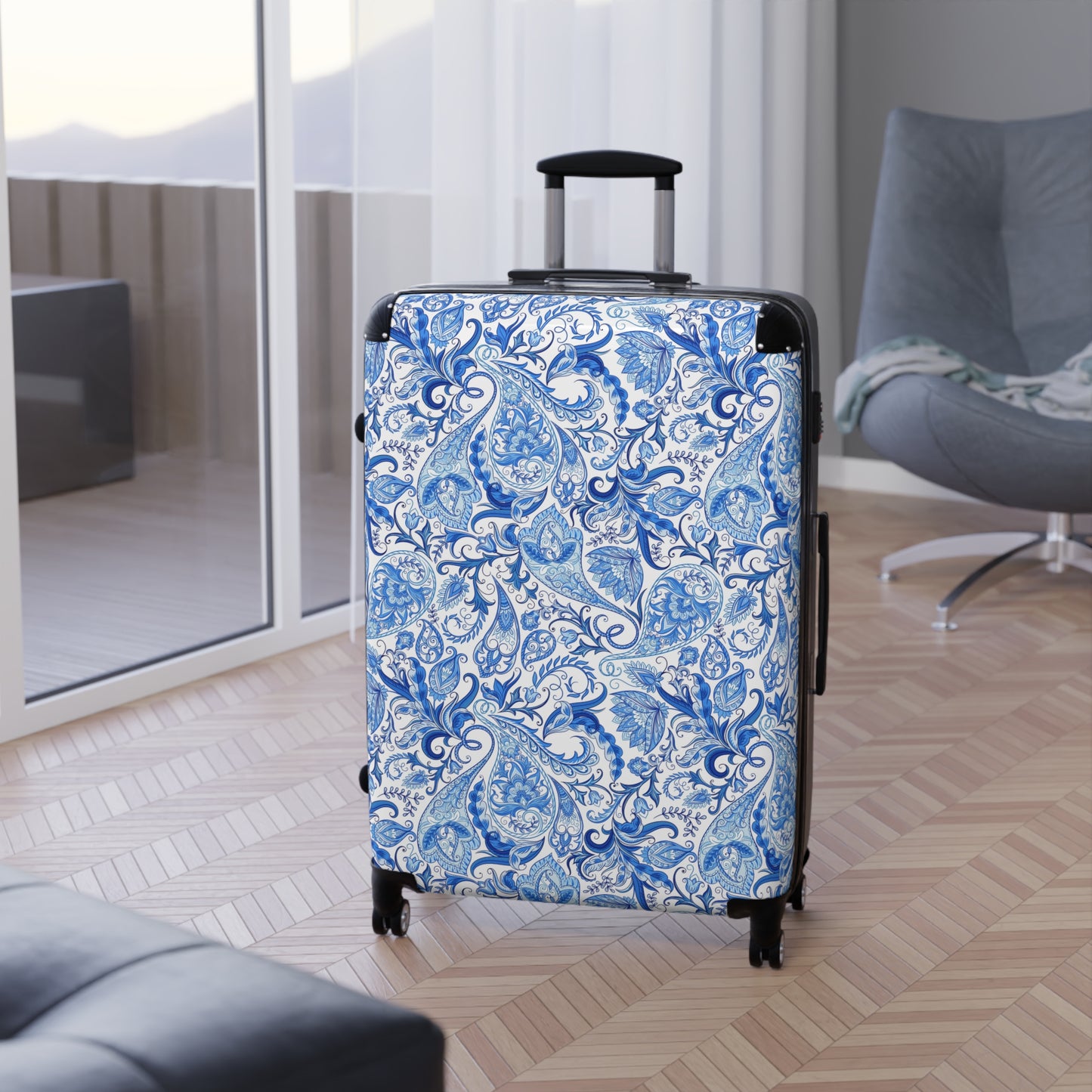 Blue Paisley Carry - On Suitcase - LucyKay store