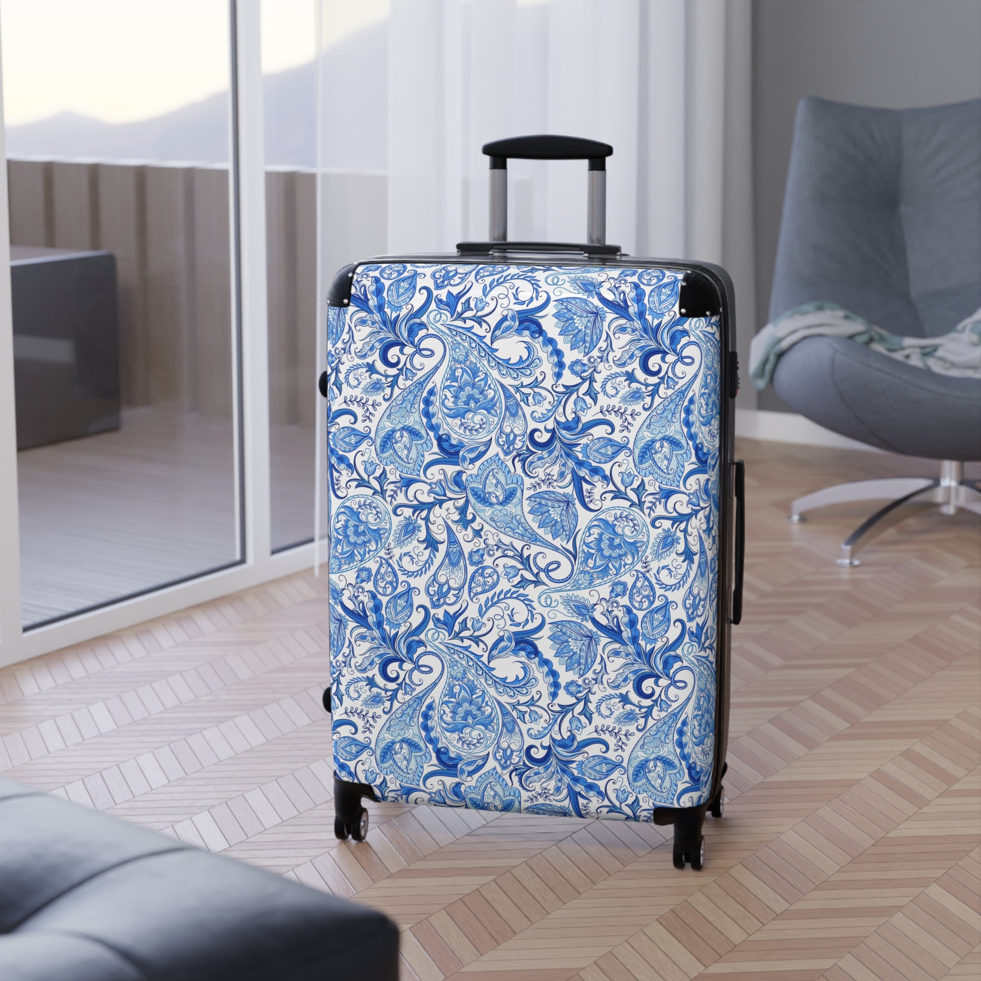 Blue Paisley Carry - On Suitcase - LucyKay store