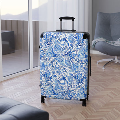 Blue Paisley Carry - On Suitcase - LucyKay store