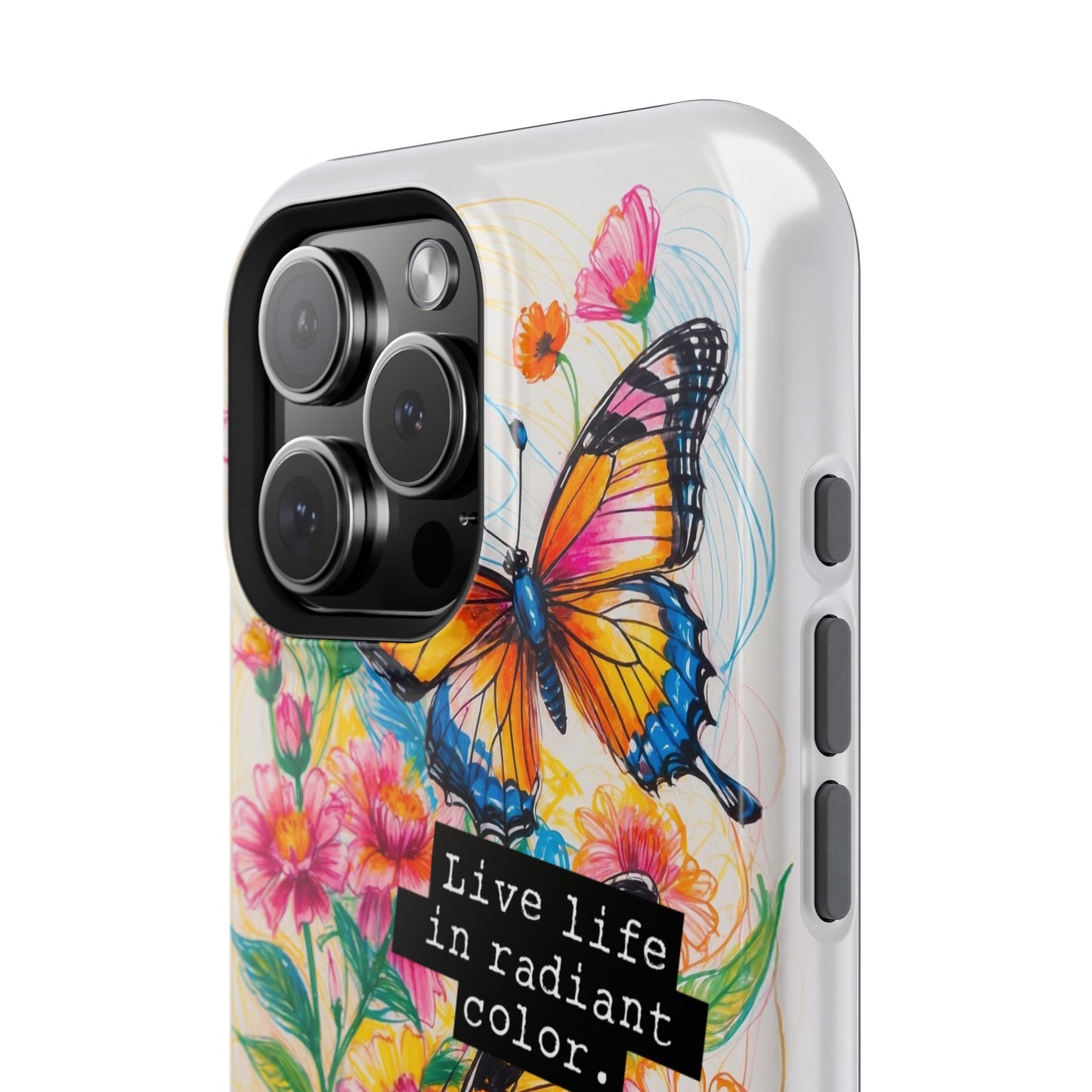 iPhone Cases - Colorful Butterfly and Flower Sketch - Impact - Resistant Cases - LucyKay store