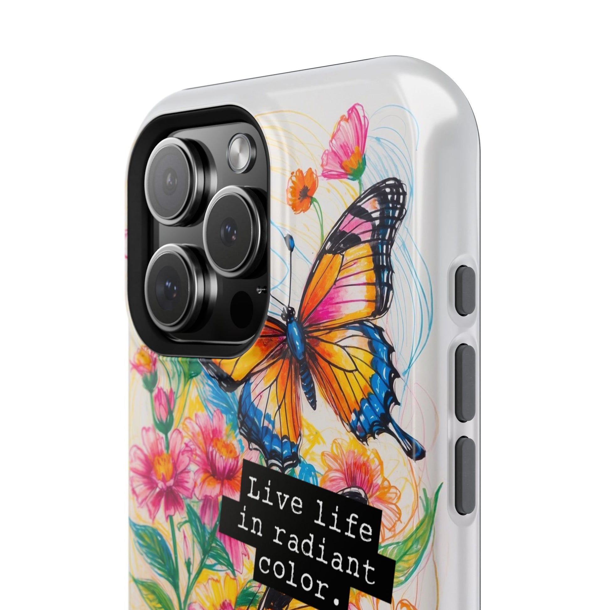 iPhone Cases - Colorful Butterfly and Flower Sketch - Impact - Resistant Cases - LucyKay store